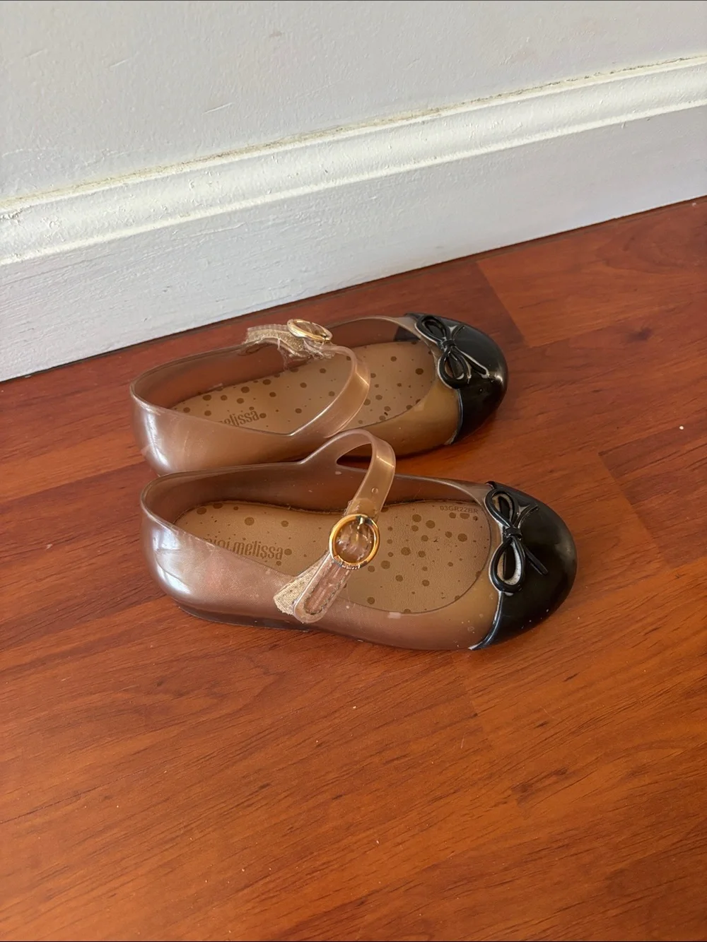Mini Melissa Brown Jelly Mary Janes with Black Cap Toe